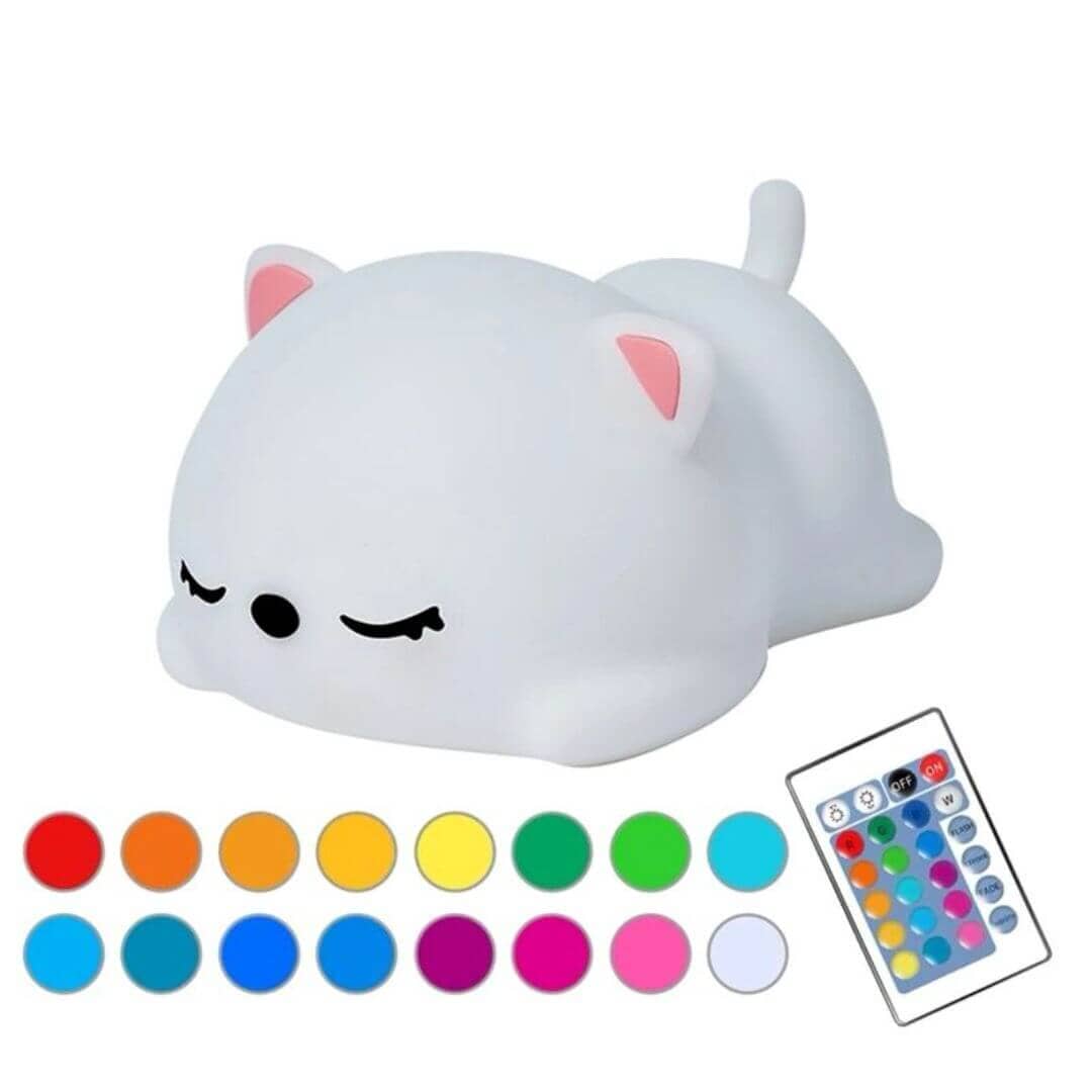 Luminária Infantil em Silicone Gatinho Dorminhoco